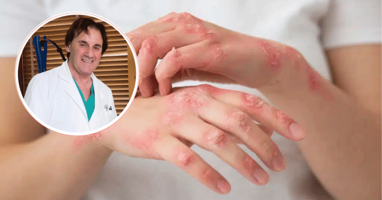 donna con la psoriasi sulle mani